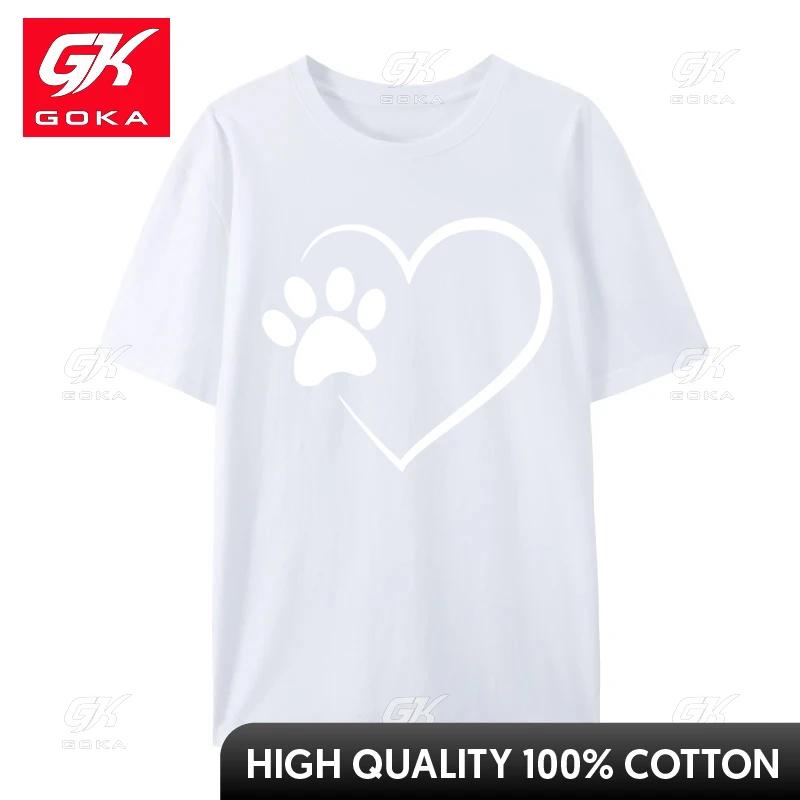 Dog Paw Heart Dog Lover for Dog Moms TShirt Cotton Fun Tees Shirt Unisexs Short Sleeves 3d Printing Plus Size