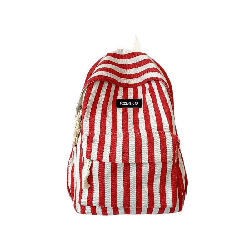 Fashionable Pattern Striped Student Canvas Backpack For Casual Daily Use
