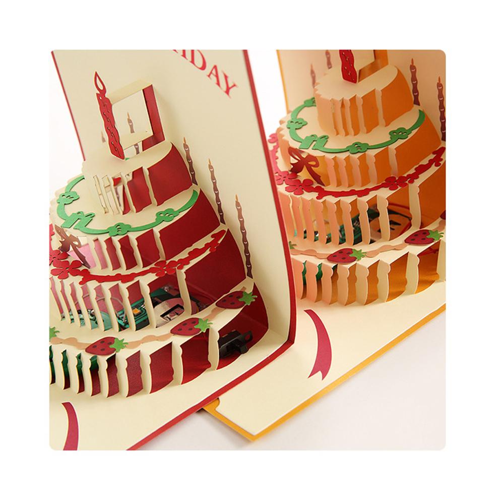 3D Pop Up Birthday Greeting Cards, Auto Play Music Warm LED Light Birthday Cake Card, Gifts For Mom Wife Sister Boy Girl Friends
