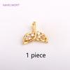 Trendy Inlaid Zircon Hollow Fishtail Pendants For Necklace Making Fittings Brass Metal Gold Color Fishtail Charms Wholesale