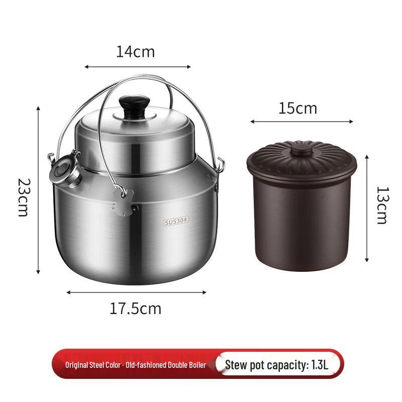 ZISIZ Traditional Double Boiler Stew Pot
