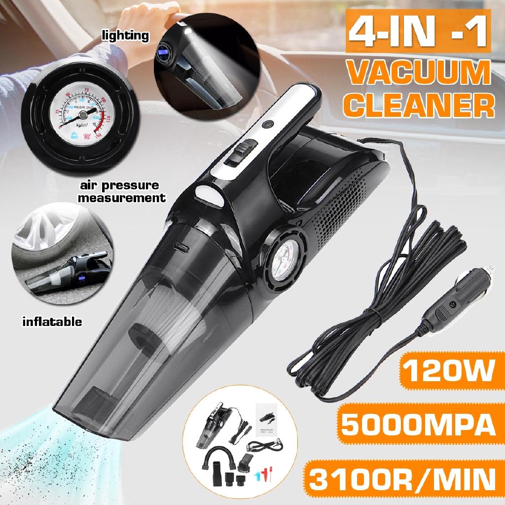 120W Automobile Car Vacuum cleaner Vacuuming Auto Portable Handheld Vacuum Cleaner Wet Dry Tire Inflator Pump Pressure Gauge 4-In-1