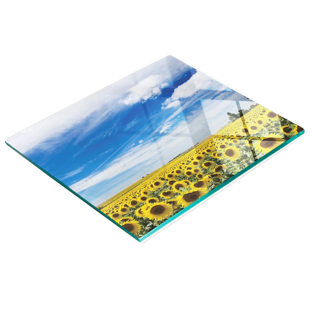 Glass Kitchen Cutting Board With Sunflower Field Graphic 60X52 Cm