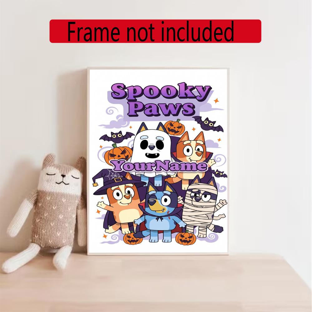 Bluey Customize Your Name Diamond Painting Round Diamond Diy Frameless Holiday Artwork Suitable For Home Office Wall Decoration