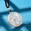 Silver Eight Trigrams Fortune Pendant - Unisex Wealth Attraction Amulet with Black Rope