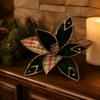 Handmade Velvet Poinsettia Pick Flocking Xmas Tree Flower Artificial Christmas Flower  Photo Props