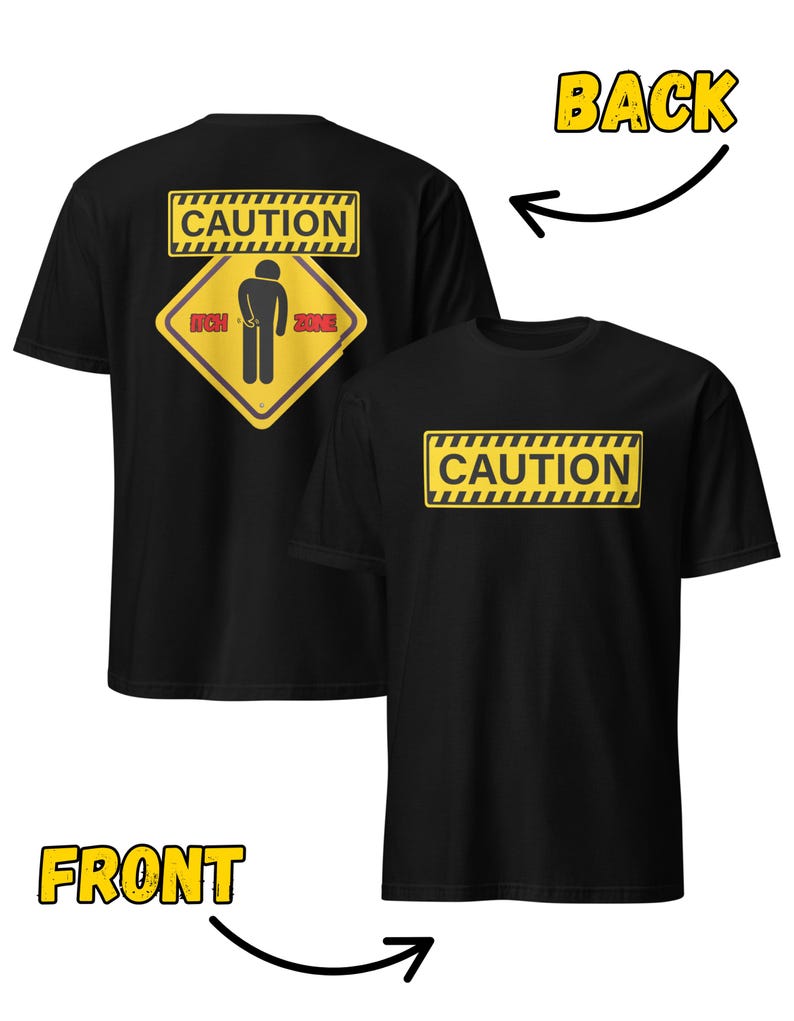 Funny Itch Zone T Shirt for Men Women Sarcastic Humor Tee with Stick Figure Back Print Gag Gift Idea Cool Shirts Graphic Tops