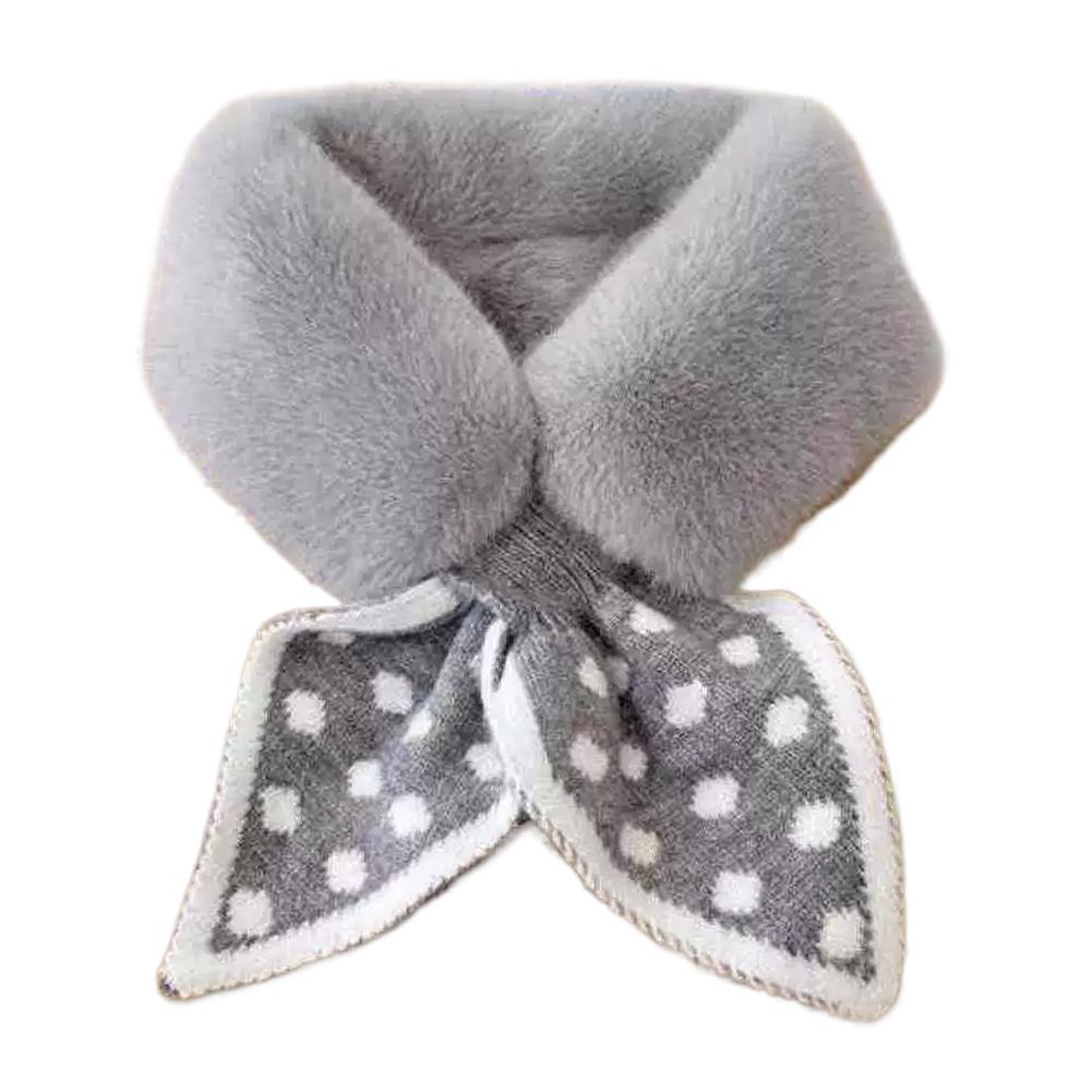 Soft Faux Fur Scarf Dots Knitted Splice Plush Cross Scarf Winter Warm Furry Fur Collar Cross Neck Sleeve Scarves For Women Girls