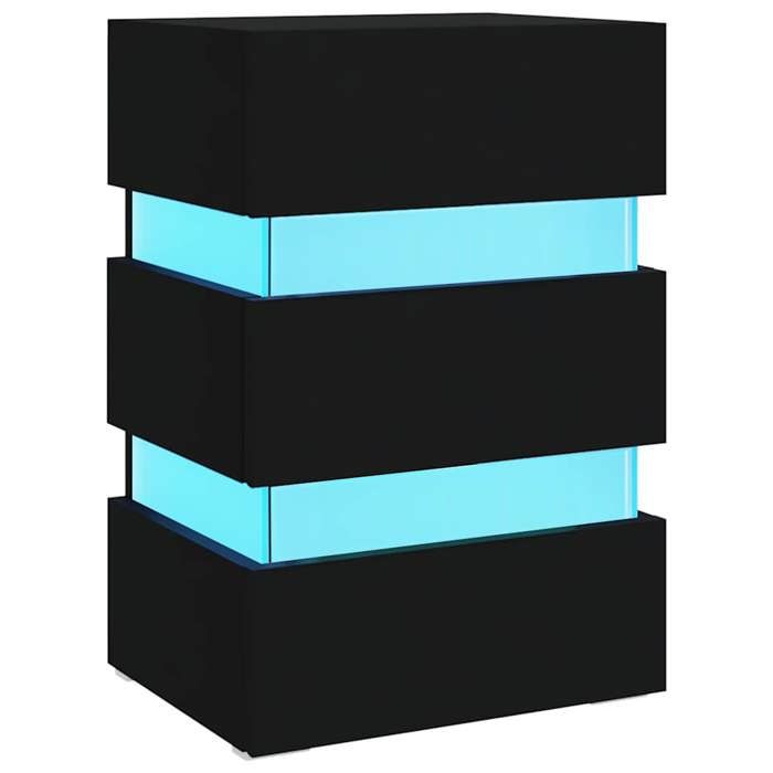 VidaXL LED Bedside Table Nightstand Bedside Cabinet Bedside Unit Bedroom Home Interior Black 45x35x67 326841