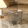 Trash Can Transparent Water Ripple with Press Trash Bin Lid Office Wastebasket for Home Bedroom