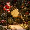 Yousheng Christmas Santa Solar Kettle Lights Garden Lawn Decorative Lights Waterproof Watering Can String Light Metal Santa Ground Lamp for Outdoor