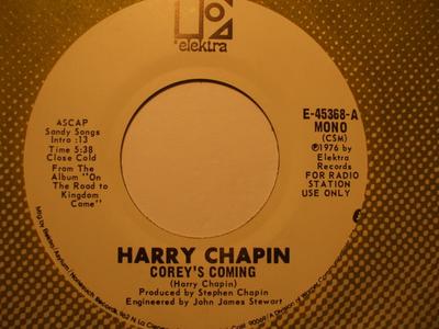 7inch Record HARRY CHAPIN - Corey's Coming E45368 Elektra 1976 US Rock Used