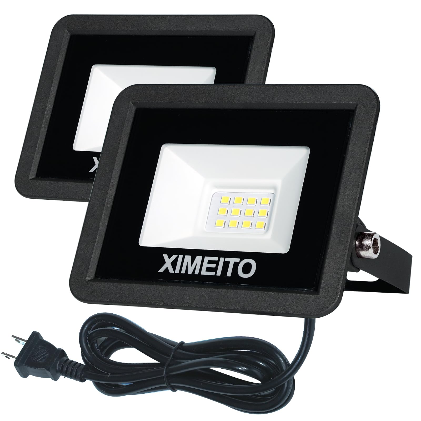 

XIMEITO LED Floodlight, 10W, Daylight White, 1200LM, 6500K, 1.8 Cord, IP66 Waterproof, 120° Wide Angle, 100V Compatible, Work Light, Construction