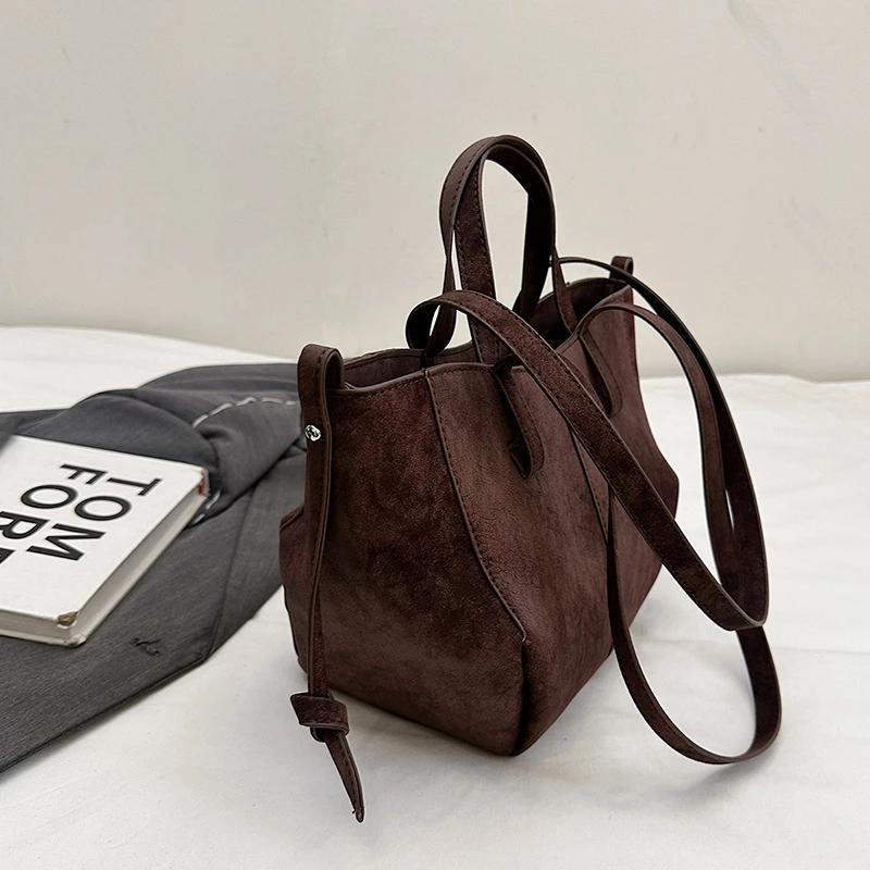 Light Luxury Solid PU Hasp Shoulder Bag for Women Commuting Frosted Leather Handbag   Large Capacity Niche Tote Bags