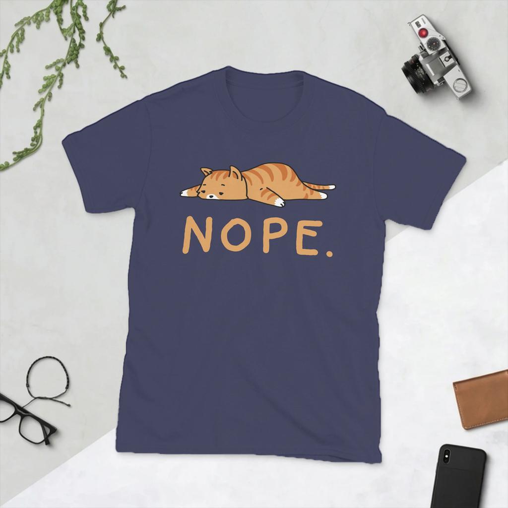 Funny Nope Lazy Cat Caramel TShirts Unisex Round Neck 100 Cotton T Shirt Not Today Short Sleeve Tees 4XL 5XL Clothing