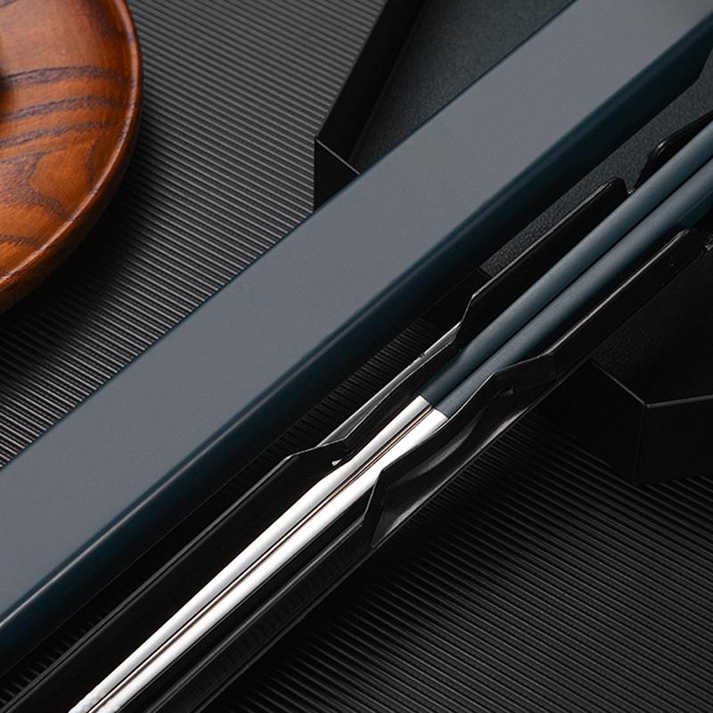 Stal nierdzewna 304 Pałeczki Lunch Zastawa stołowa Podróżne Przenośne Antypoślizgowe Pałeczki z Pudełkiem do Przechowywania Uchwyt Kuchenna Zastawa stołowa