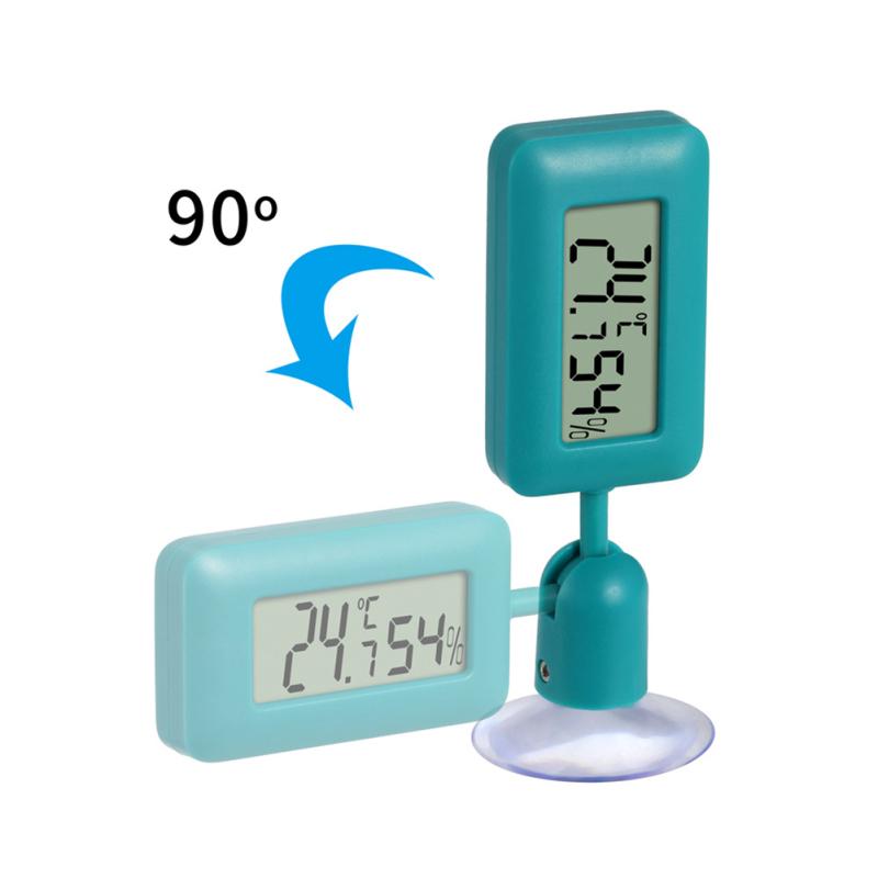 New! Mini Digital Reptile Thermometer 360 Degree Rotating Luminous Suction Cup Hygrometer For Lizards