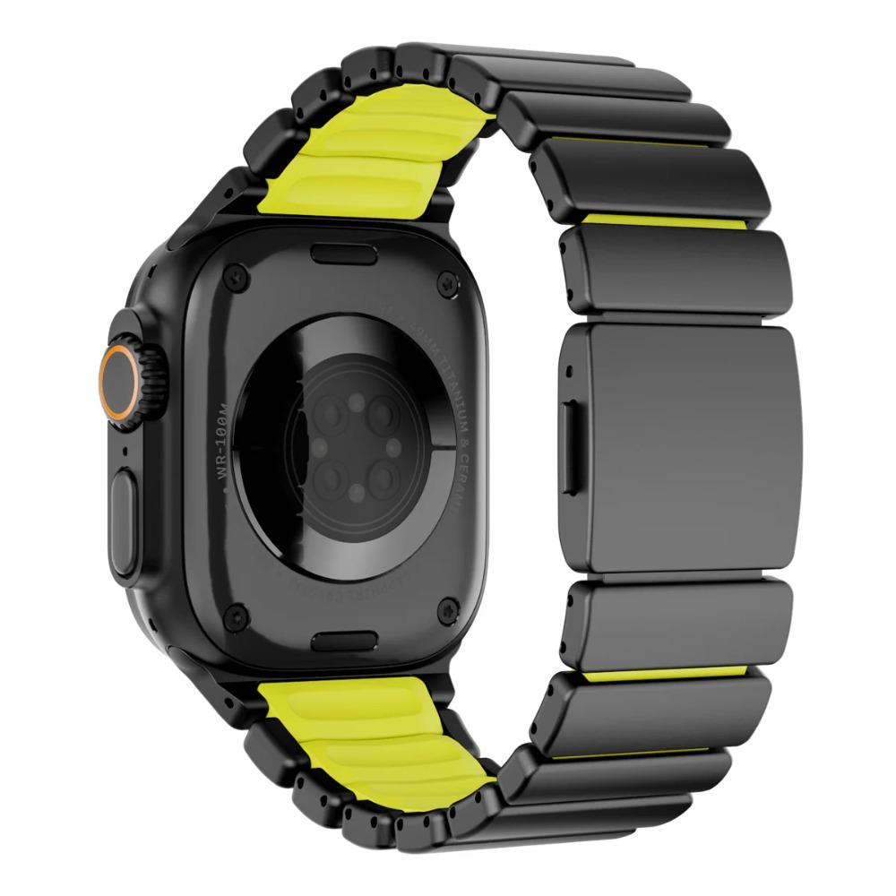 Magnetic Stainless Steel Band for Apple Watch Ultra 3 2 49mm Rubber Men Strap for Iwatch Series 11 10 46mm 9 8 7 6 Se 44mm 45mm