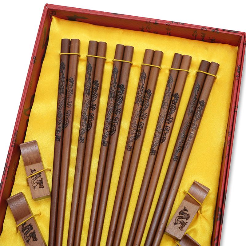 Gift Box Chopsticks Peking Opera Facial Makeup Wooden Carving Craft Korean Chopsticks Set Japanese Sushi Chop Sticks Wood Ducks