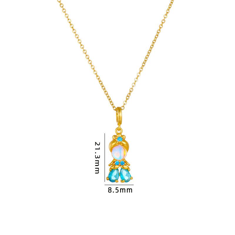 Sweet Exquisite Magic Fairy Elf Natural Rainbow Opal Zircon Pendant Necklace for Women Girl Fashion Lucky Charm Jewelry Gifts