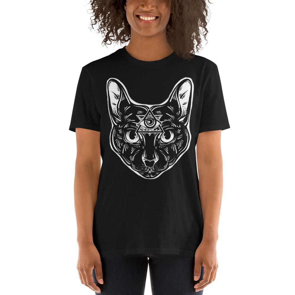 

Black Cat Six Pointed Star Third Eye Gothic Goth Short-Sleeve Unisex T-Shirt 3XL