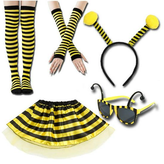 Zestaw Kostiumów Cosplay na Halloween 2026 Pszczoła ze Skrzydłami, Peleryną, Opaską na Głowę i Okularami dla Dorosłych i Dzieci