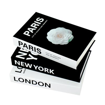3ks/Sada Falošné knihy Sada na dekoráciu Ozdoby na konferenčný stolík Moderná domáca dekorácia Luxusná sada falošných kníh Londýn New York Paríž