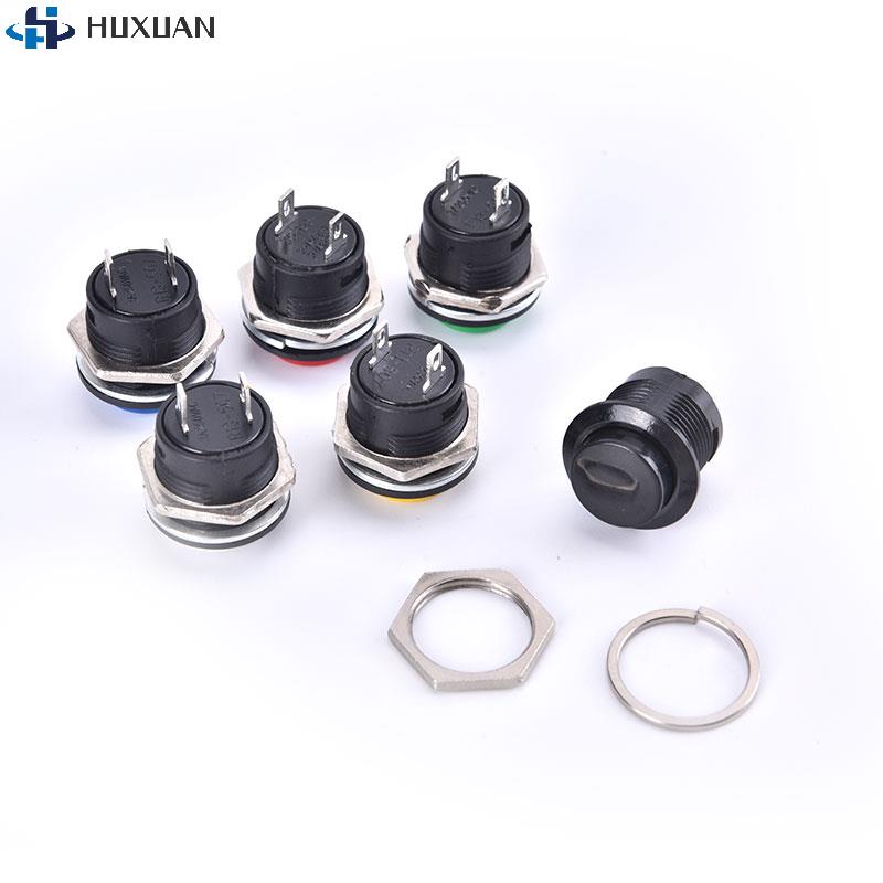 1Pcs 16mm 12V-24V Waterproof Car LED Power Push Button Momentary Switch Metal ON/OF