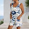 Sleeveless Pocket Tank Romper For Plus Size Women