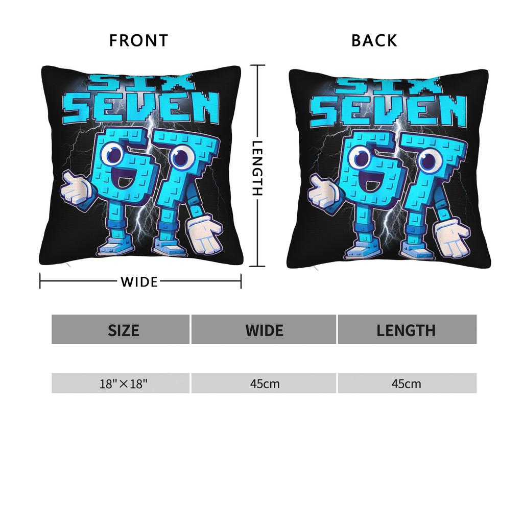 67 Six Seven 6-7 Funny Italian Brainrot Meme Pillow Cover  Soft Cushion Cover Cute Funny Pillow Case For Sofa Bedroom Home Decor