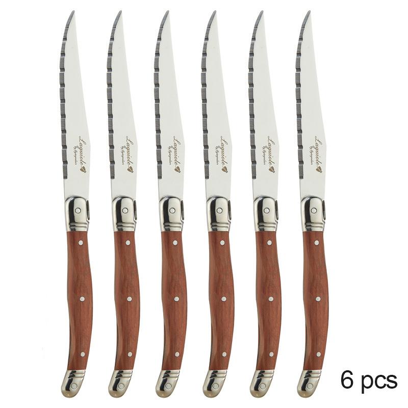 Laguiole Steakmesser Holzbesteck Tafelmesser Holzgriff Geschirr Edelstahl Besteck Weihnachtsgeschenk Besteck 9" 2-10 Stück