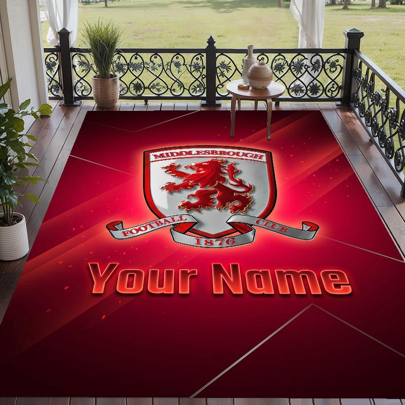 Custom Text Printed Rug Middlesbrough FC Non Slip Floor Carpet For Home Room Decor