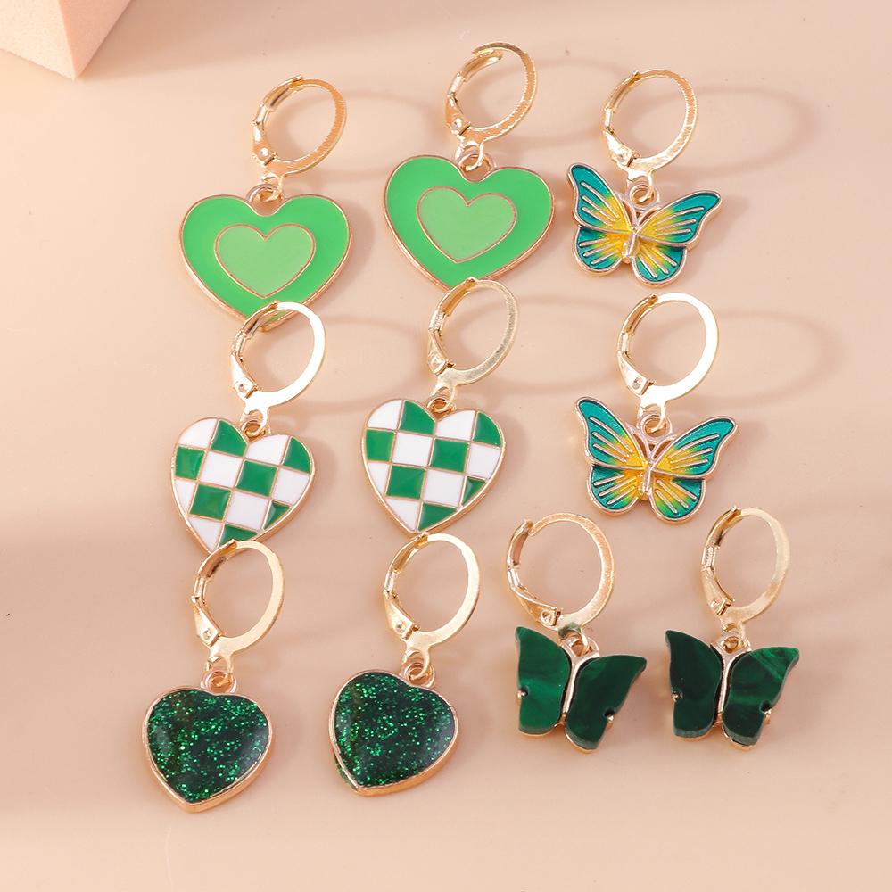 Cute Enamel Love Heart Drop Earrings for Women Girls Animal Flower Butterfly Earrings Kids Jewelry Set Gifts