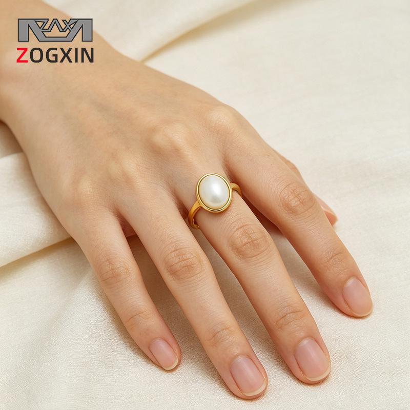 European Retro Pearl Beaded Gold Ring - Elegant Women's Thin Band