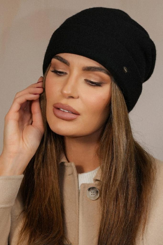 Women' Winter Wool Hat, Black, Kamea-Krokus