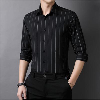 Men's Striped Shirts Long Sleeve Business Casual Formal Shirt Men