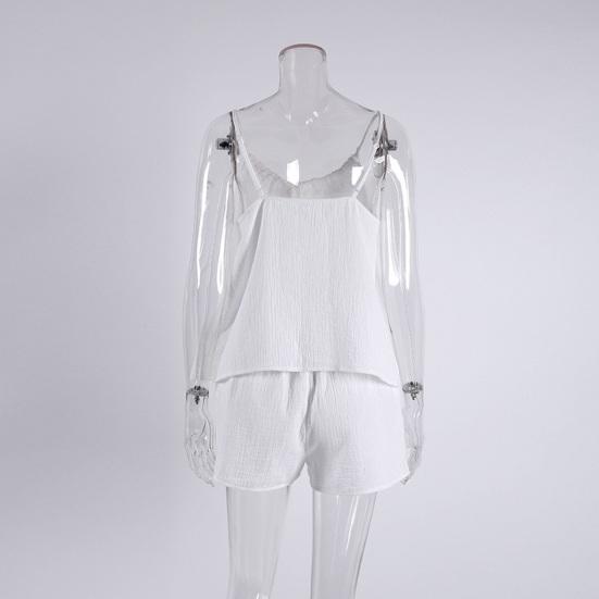 Women's Cotton Sleeveless Pajamas Set 2 Piece Spaghetti Strap Lace Up Top And Shorts
