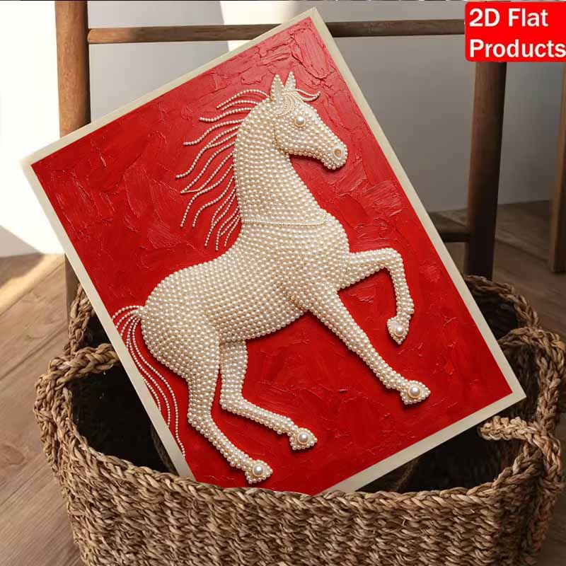 Elegant White Pearl Horse Pearl Painting 5D DIY Pearl Gemstone Art Diamond Painting Kit for Adults/Beginners Gift Ideas Home Decor