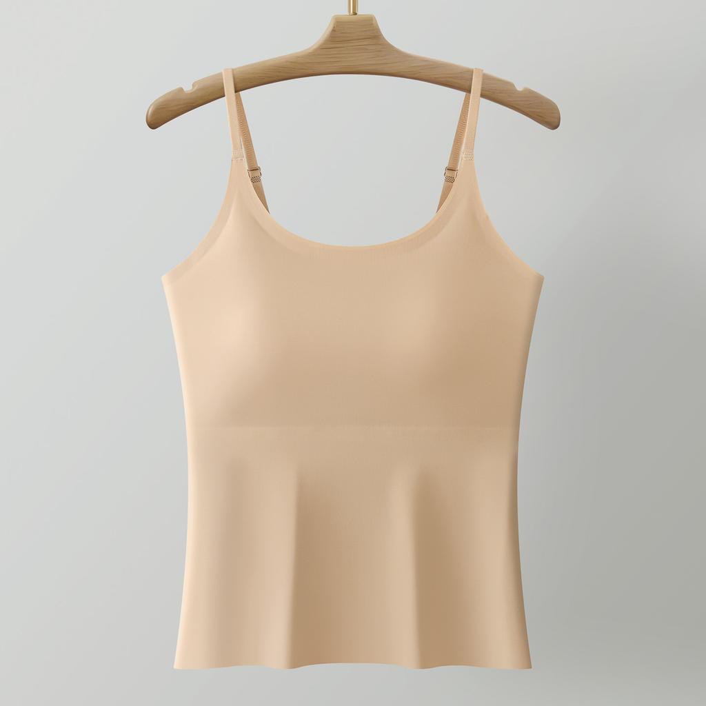 Solid Color Plus Size Camisole Tank Top For Women With Built In Anti Exposure Bra