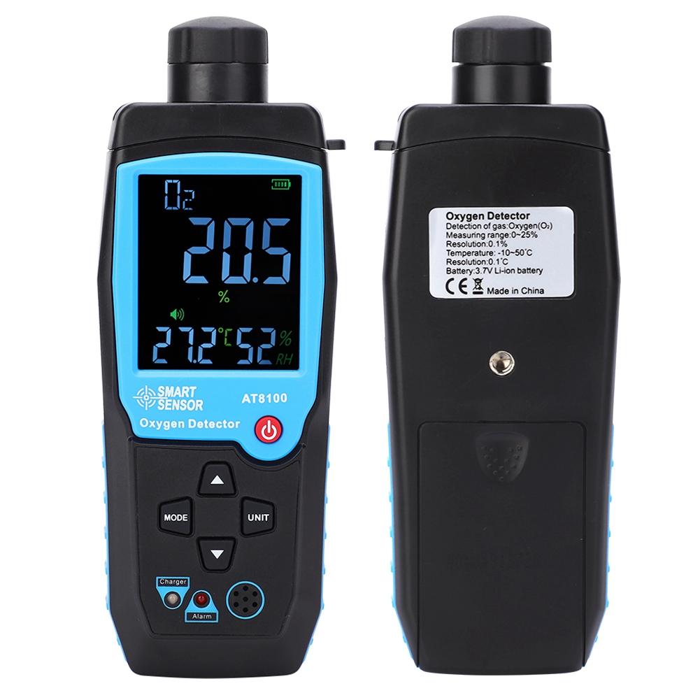 AT8100 Portable Digital Oxygen Concentration Detector 025percent Smart Sensor Handheld O Monitor Tester Meter