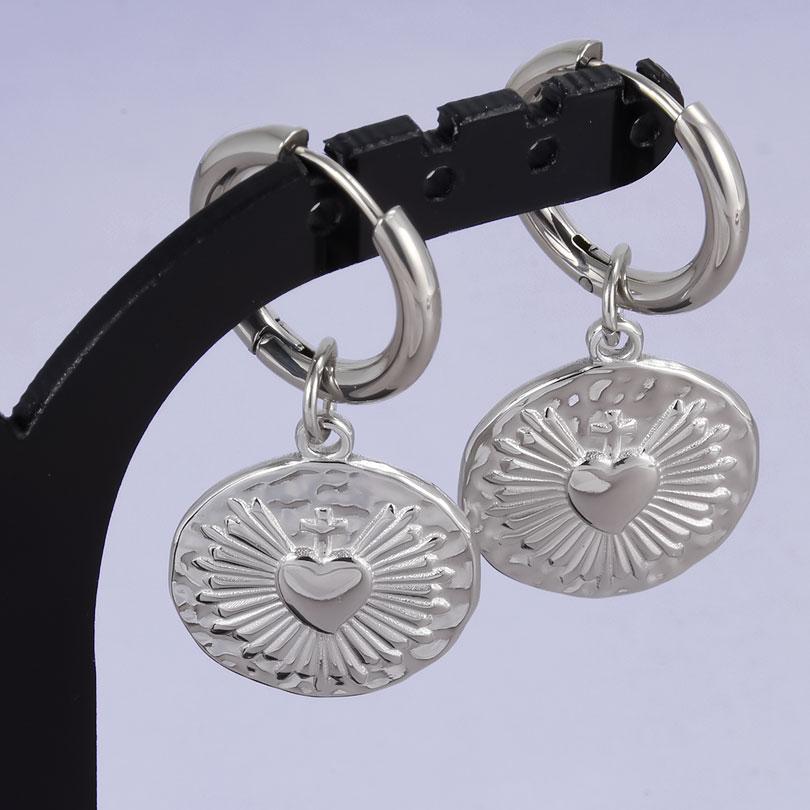 1 Paar Silberfarbene Liebesherz Schleifenknoten Charms Ohrringe Edelstahl Creolen Ohrringe Für Damen Herren Accessoires Sonnenblumen Schmuck