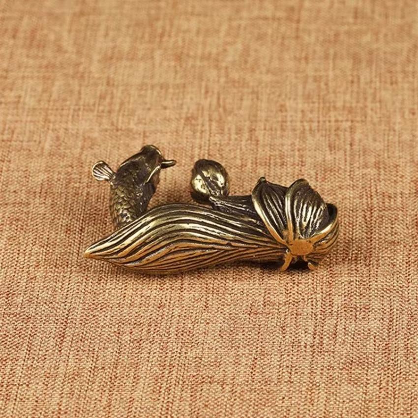 Ornament Pure Brass Incense Stick Holder Home Decor Accessories Antique Bronze Lotus Carp Fish Figurines Desktop Decoration