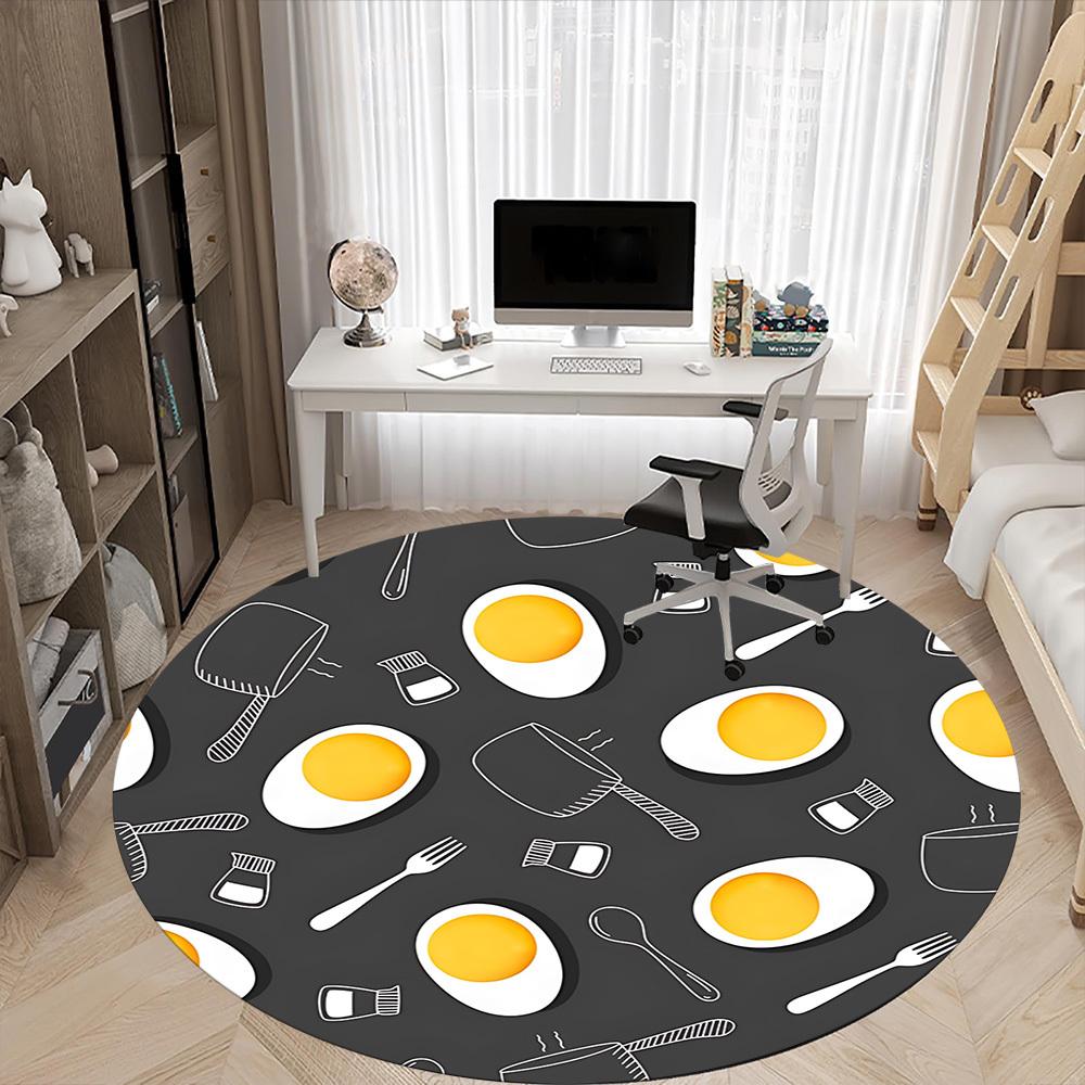 1pc Eggs Pattern Office Round Rug, Carpet for Office, Gaming, Lightweight Round Floor Mat Yy260205075