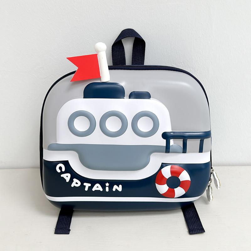 Eggshell Cute Backpack With Ship Printing Design For Preschool Children Use