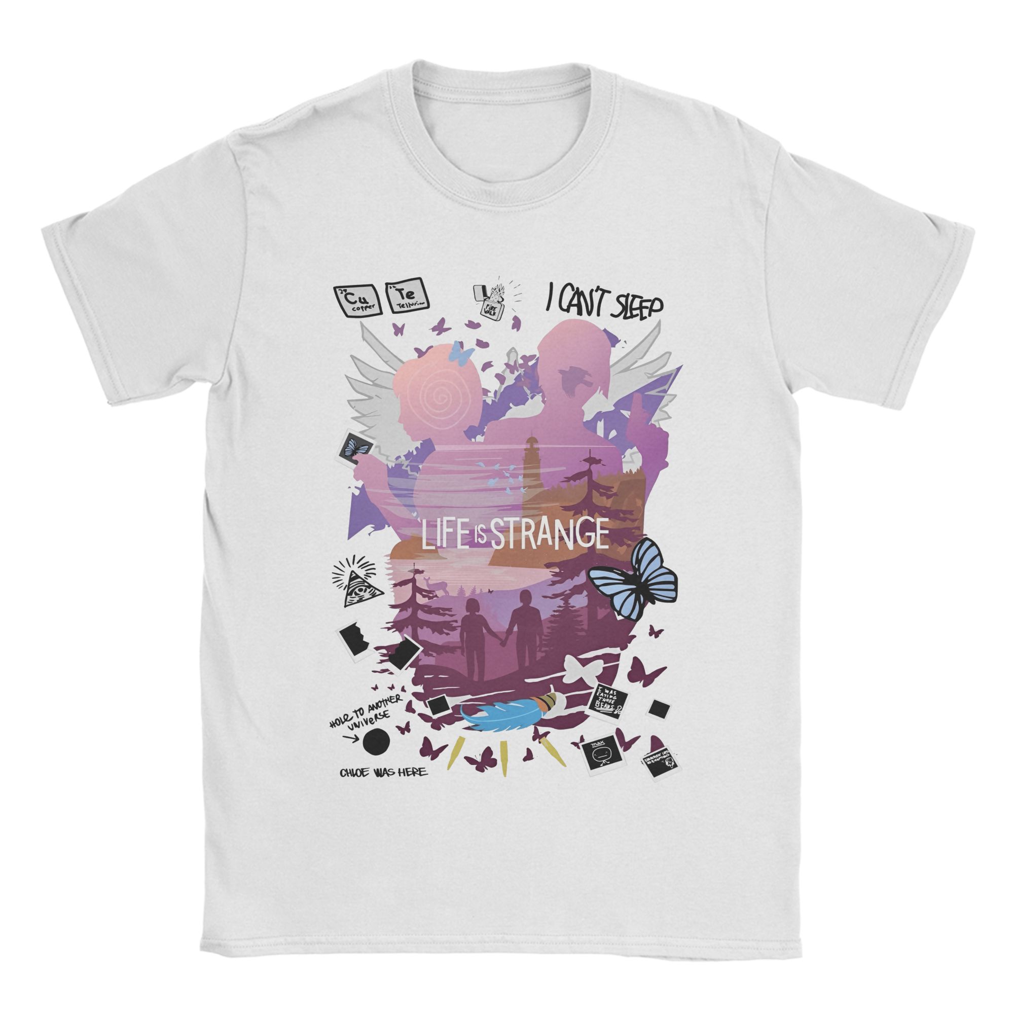 

Чоловічі футболки Life Is Strange з метеликом Одяг зі 100% бавовни Дивовижна футболка з коротким рукавом і круглим вирізом Великі розміри Футболки L