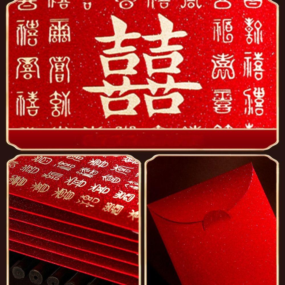 6pcs Blessing Wedding Red Envelope Joy Pattern Money Bag Gift Envelopes Wedding Celebration