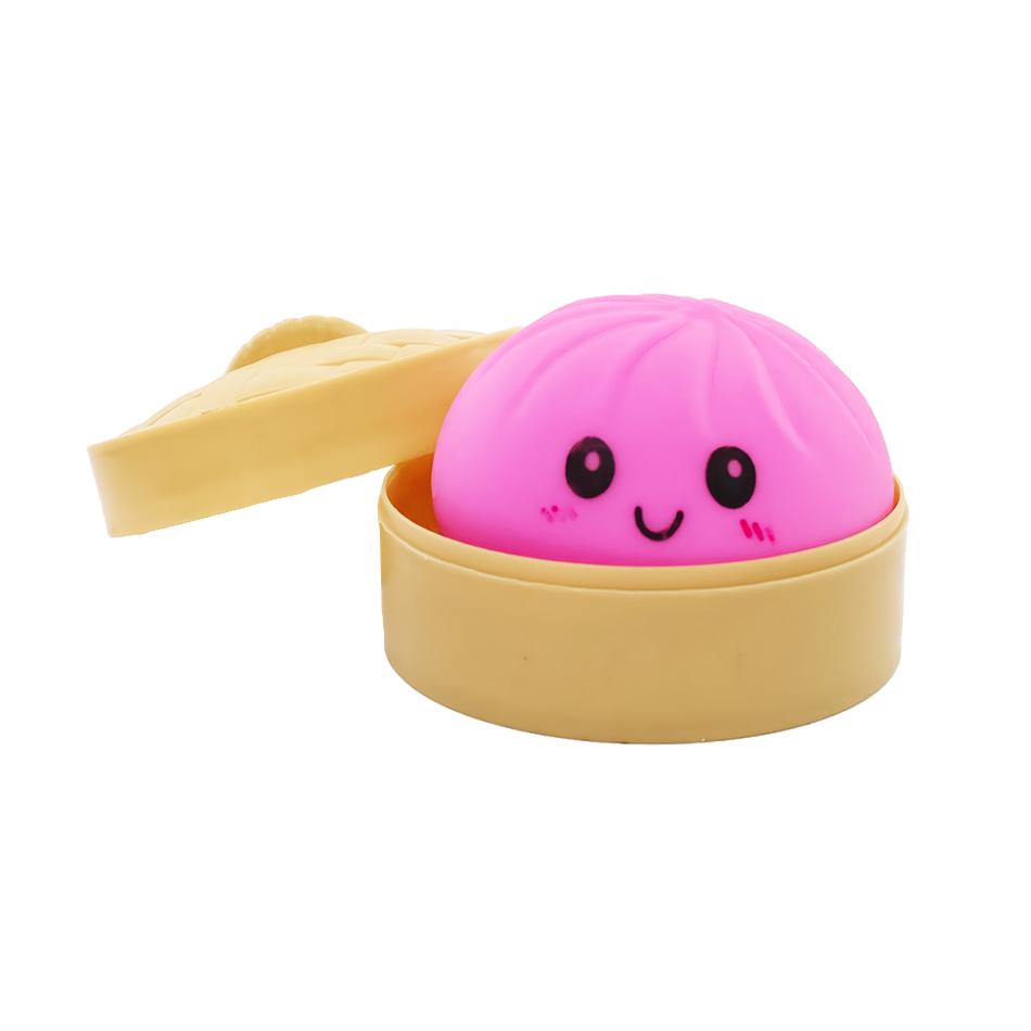 Dumpling Stress Balls Rainbow Bun Fidget Sensory Toy Simulation Food with Little Steamer Squeeze Dough Ball Toy Cute