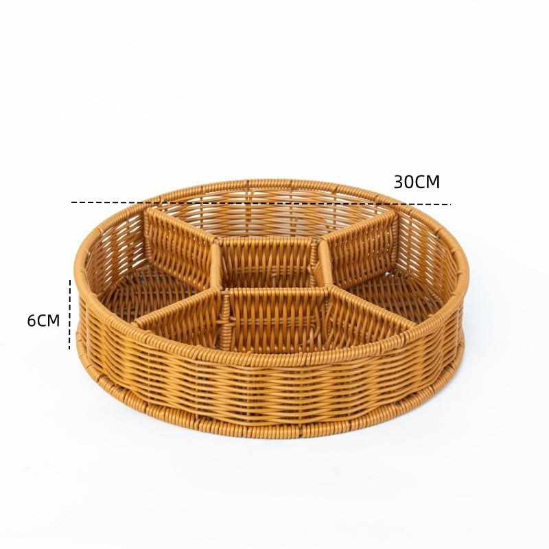 PP Woven Style Divided Fruit Basket Tray Living Room Coffee Table Snack Storage Organiser