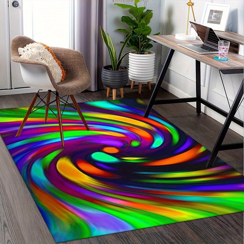 1pc. Colorful Swirl Abstract Rug Home Decorative Carpet Office Chair Cover Outdoor Mat Gift for Kids Room Bedroom Living Room Decoration