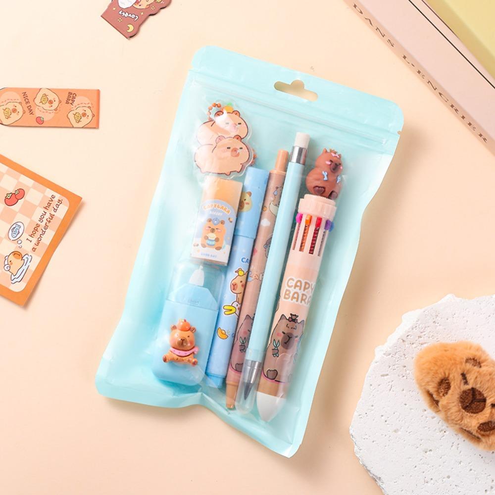 New Durable High Quality Portable Multi-functional 7-in-1 Stationery Set Butter Bear Kit Ballpoint Pen Portable Gel Pen Gift